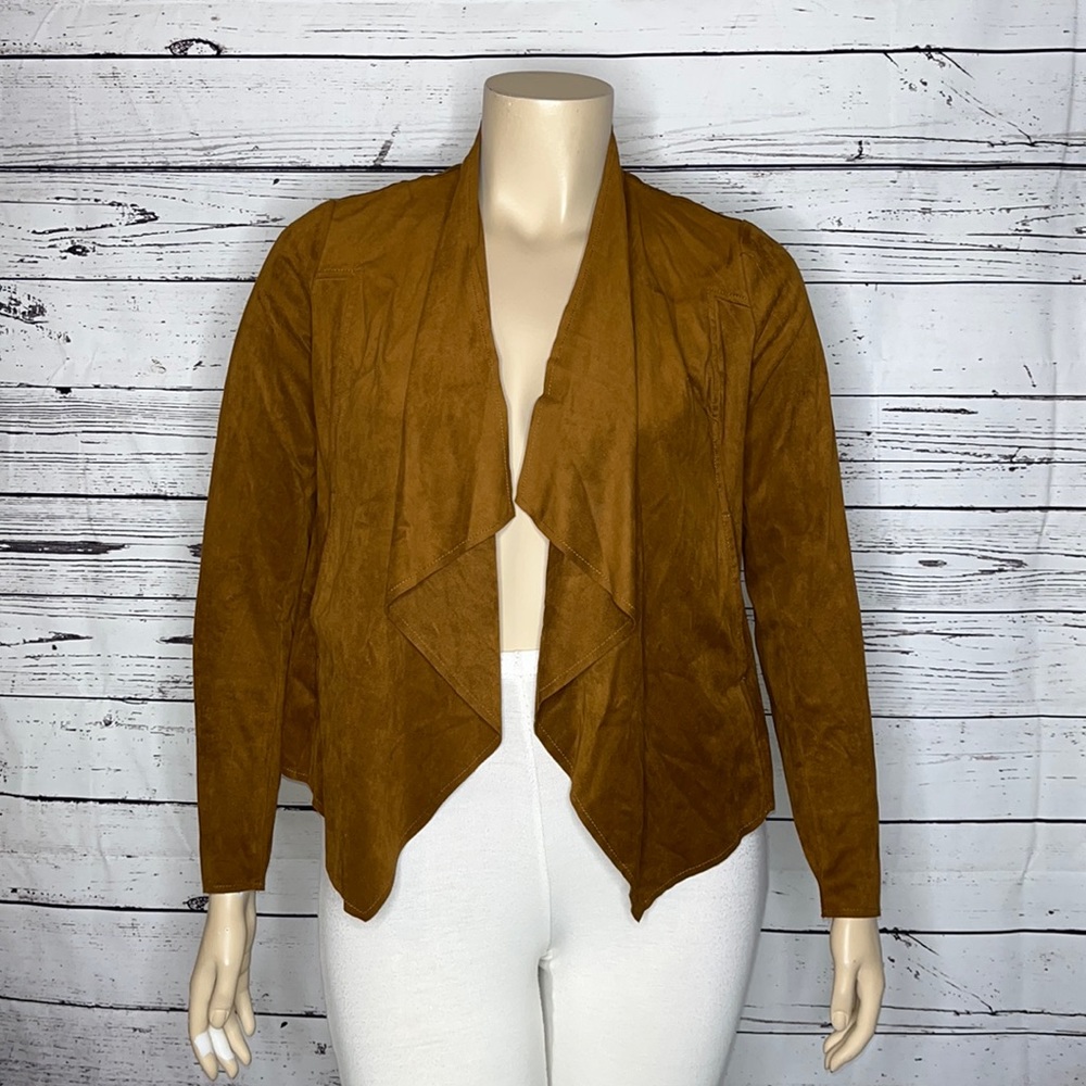 Kut from the Kloth Size XL Brown Open Front Drape Faux Suede Jacket